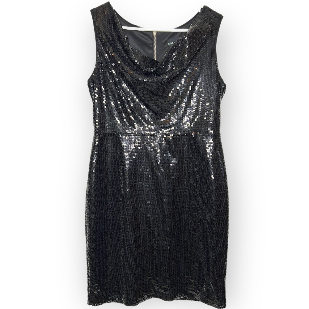 Cynthia Rowley Solid Black Sequin Cocktail Party Dress